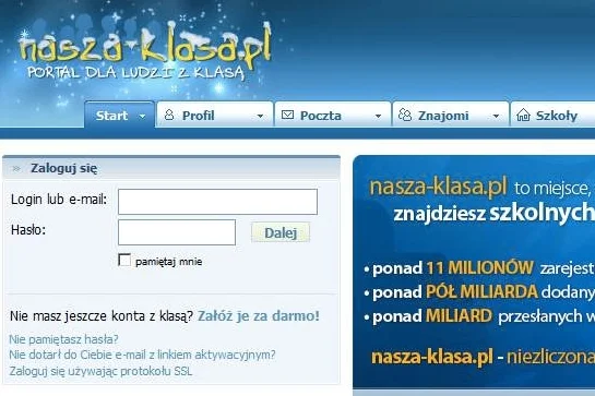 Jeszcze stare logo naszej-klasy. Dzisiaj serwis nazywa się NK.pl