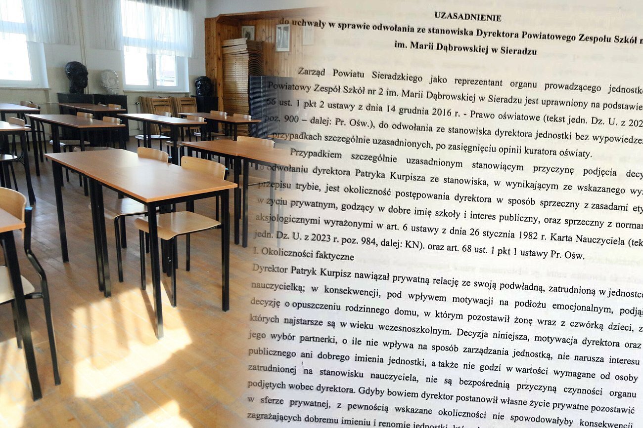 Dyrektor ZS w Sieradzu został zwolniony z powodu "złego prowadzenia się".