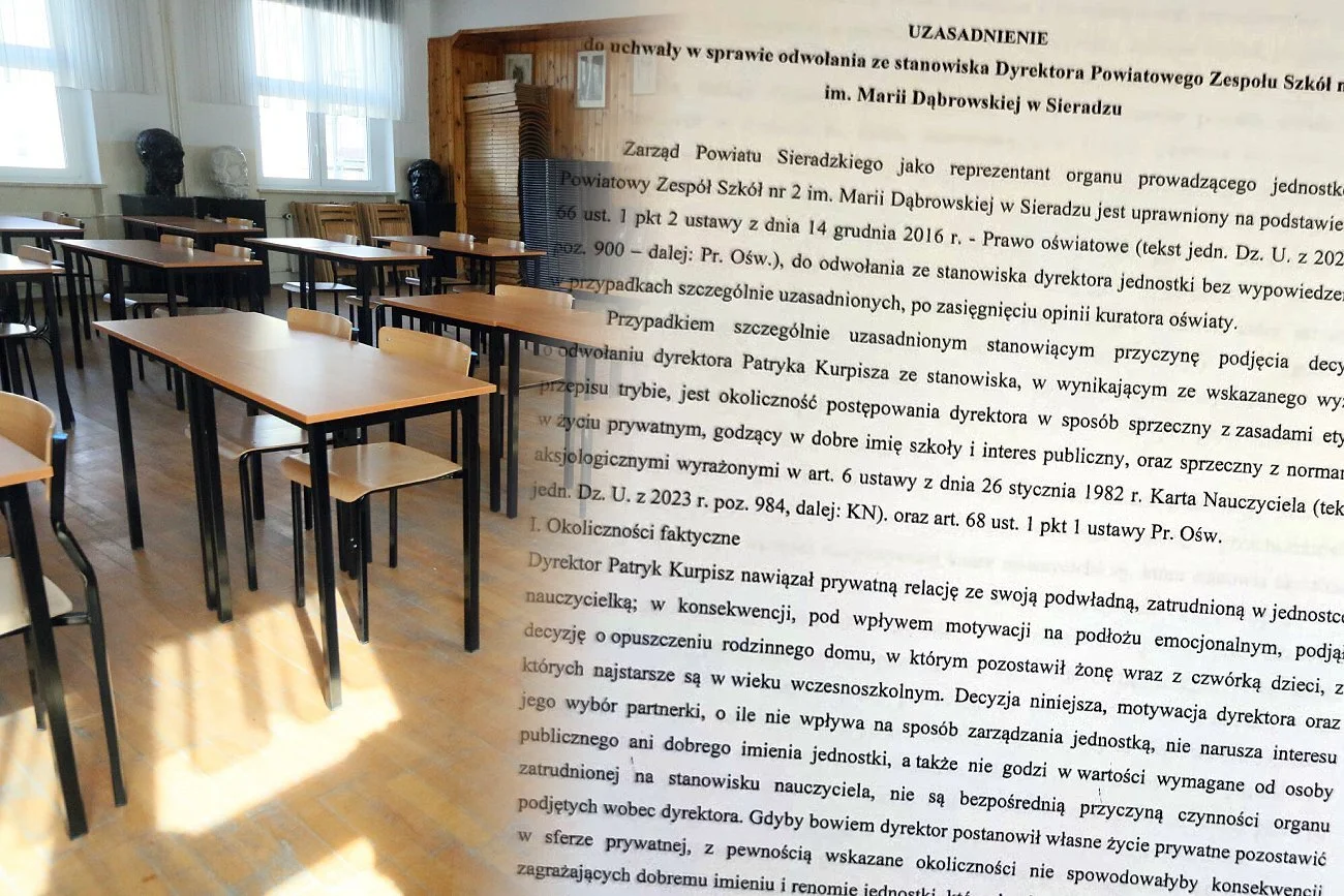 Dyrektor ZS w Sieradzu został zwolniony z powodu "złego prowadzenia się".