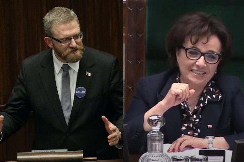 Grzegorz Braun z Konfederacji zaproponował nietypową poprawkę do projektu ustawy. Elżbieta Witek nie mogła powstrzymać śmiechu.