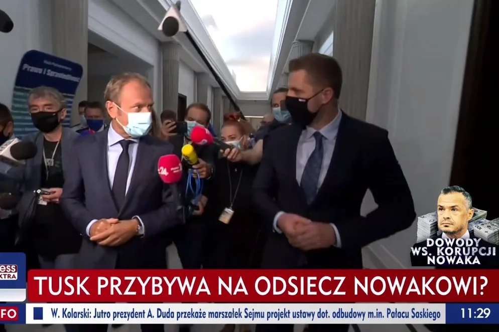 Miłosz Kłeczek z TVP biegał za Donaldem Tuskiem i pytał nowego szefa PO o Sławomira Nowaka.