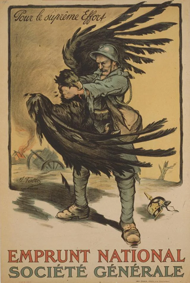 Rok 1918. Francuski żołnierz dusi niemieckiego orła