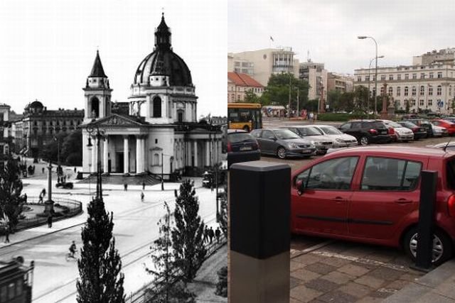 Plac trzech Krzyży, przed wojną i w 2014 roku, Warszawa