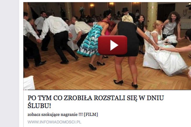 Nowy wirus na Facebooku "Po tym co zrobiła rozstali się w dniu ślubu"