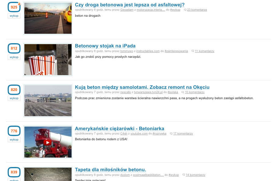 Zboże na Wykop.pl zastąpił właśnie beton.