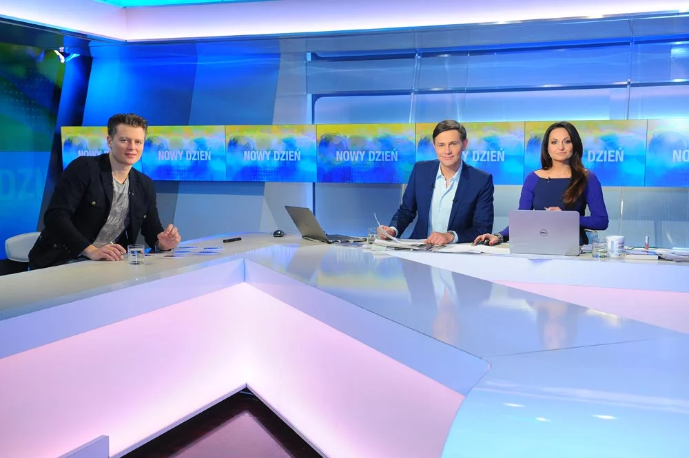 Krzysztof Ibisz i Beata Cholewińska w studiu Polsat News
