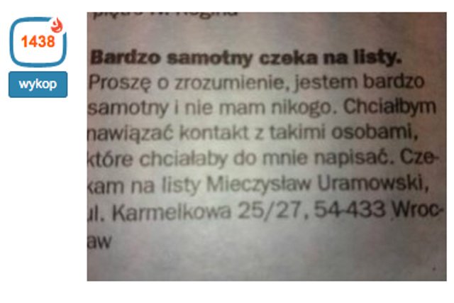 Ogłoszenie Mieczysława Uramowskiego zdobyło rozgłos w internecie