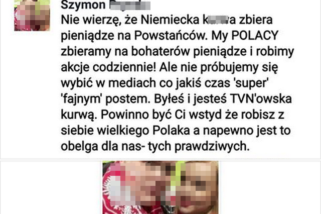 Wiadomość hejtera-patrioty do Filipa Chajzera ujrzała światło dzienne.
