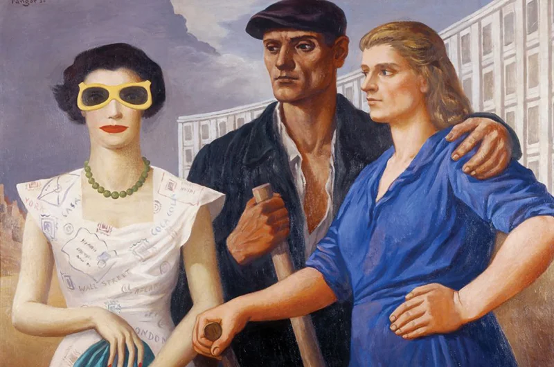 Wojciech Fangor, "Postaci", 1950, olej na płótnie, fragment obrazu, wł. Muzeum Sztuki w Łodzi,