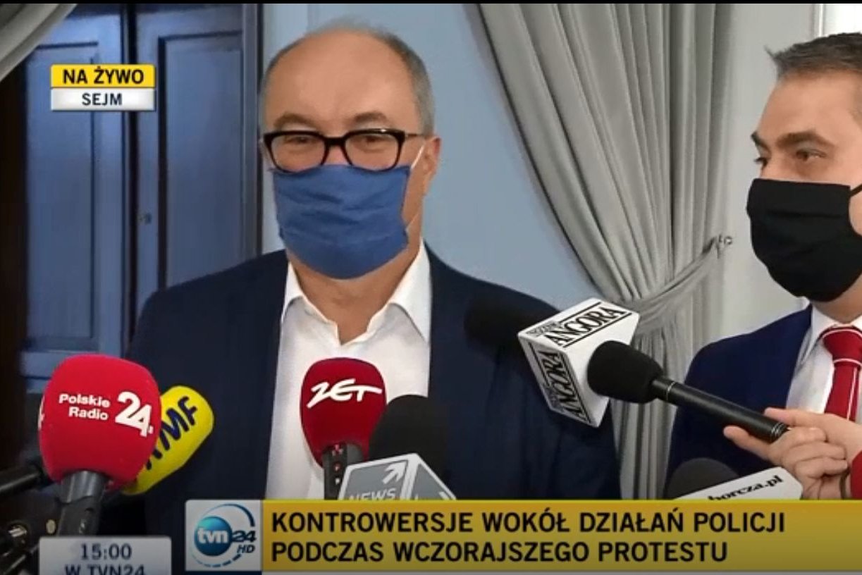 Włodzimierz Czarzasty odniósł się do wieczornego starcia z policjantem przed Sejmem.