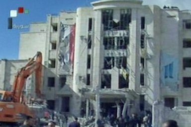 Zniszczony budynek wywiadu wojskowego