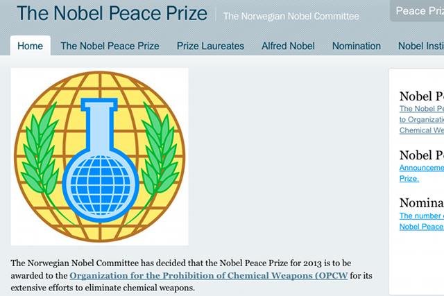 W tym roku Pokojową Nagrodę Nobla otrzymała Organizacja ds. Zakazu Broni Chemicznej (OPCW)