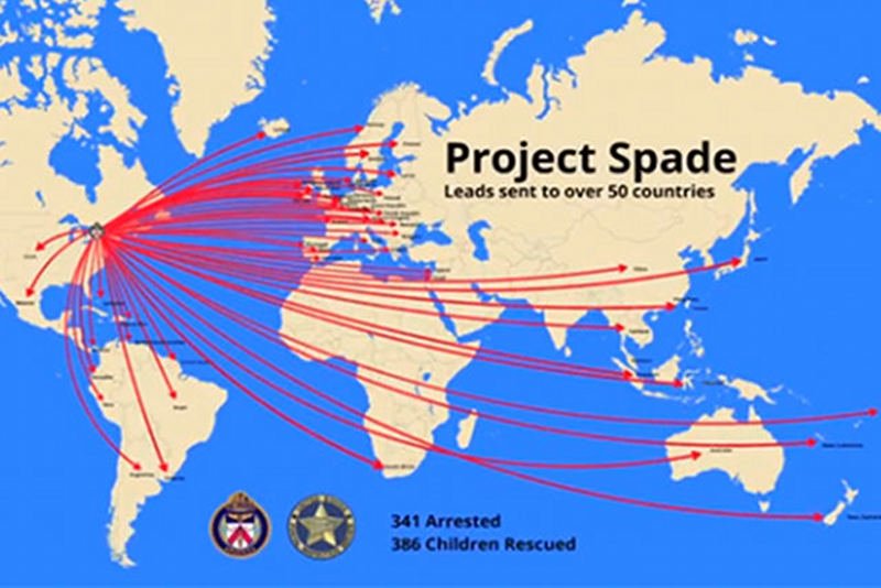 Grafika przedstawia zasięg akcji "Spade". W informacji prasowej podaje się, że aresztowanych jest 348 osób, a nie tak jak na zdjęciu 341.