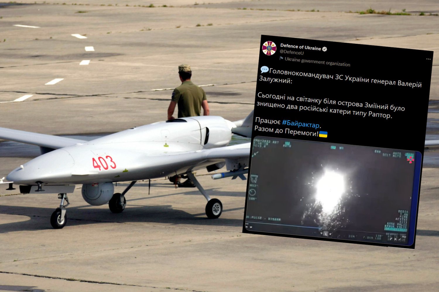 Ukraińcom udało się zestrzelić przy pomocy dronów Bayraktar dwie łodzie rosyjskie w pobliżu Wyspy Węży.