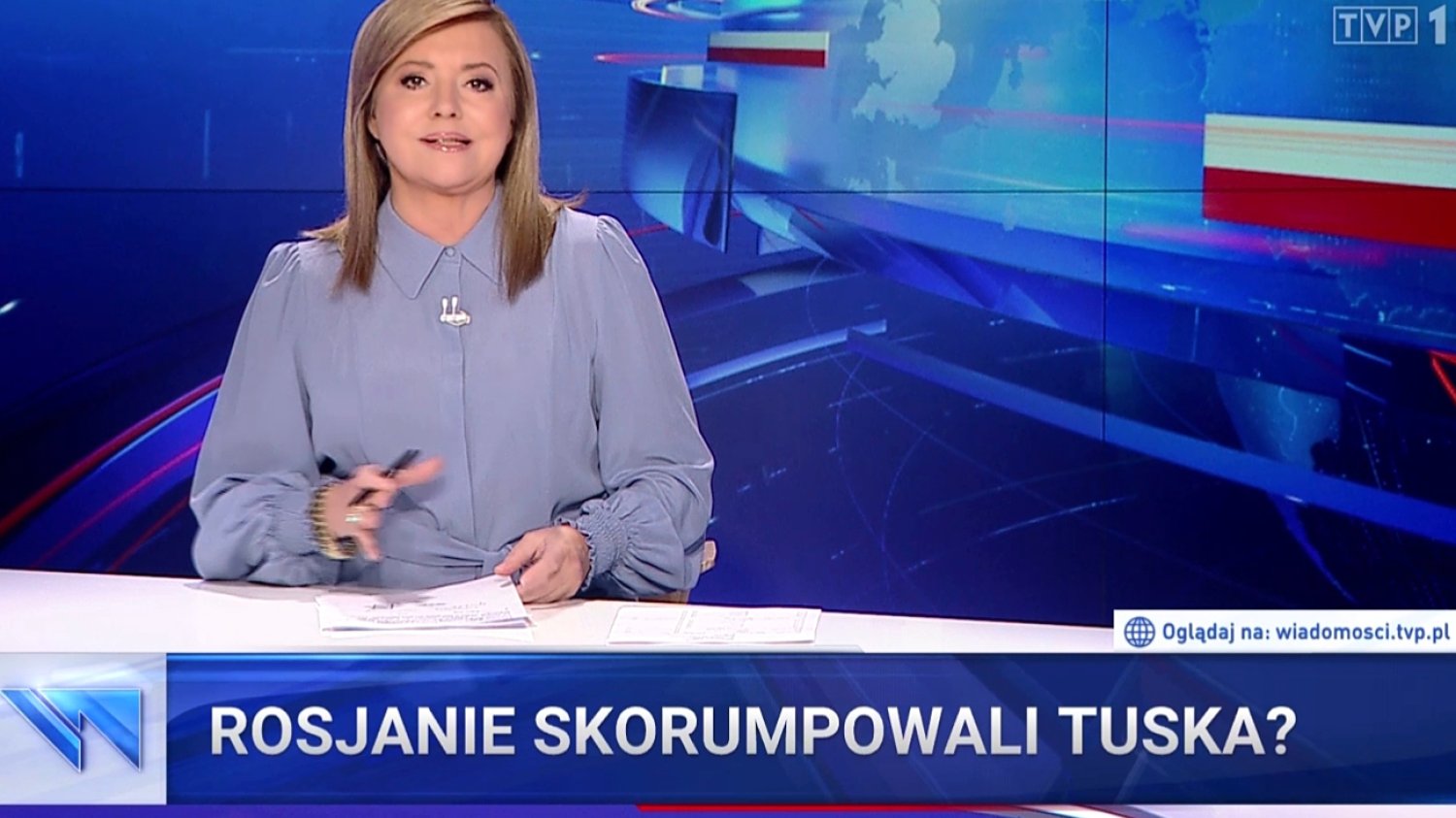 Danuta Holecka w czwartkowym wydaniu "Wiadomości"