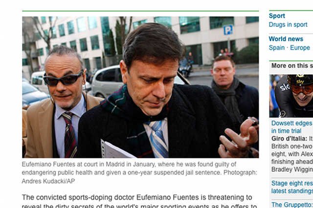 Doktor Eufemiano Fuentes "szarlatan dopingu" chce ujawnić swoich klientów.