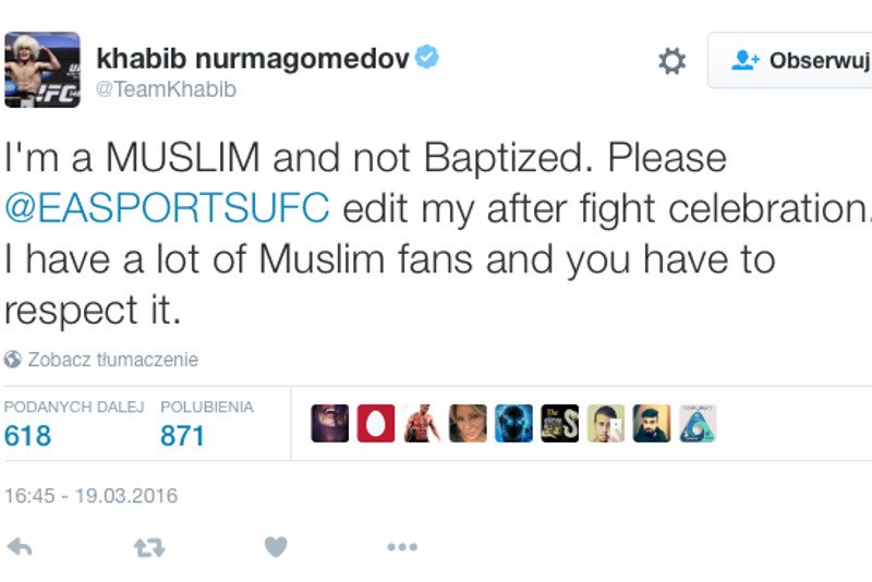 Rosyjski zawodnik napisał do producenta gier z prośbą o poprawienie jego postaci.