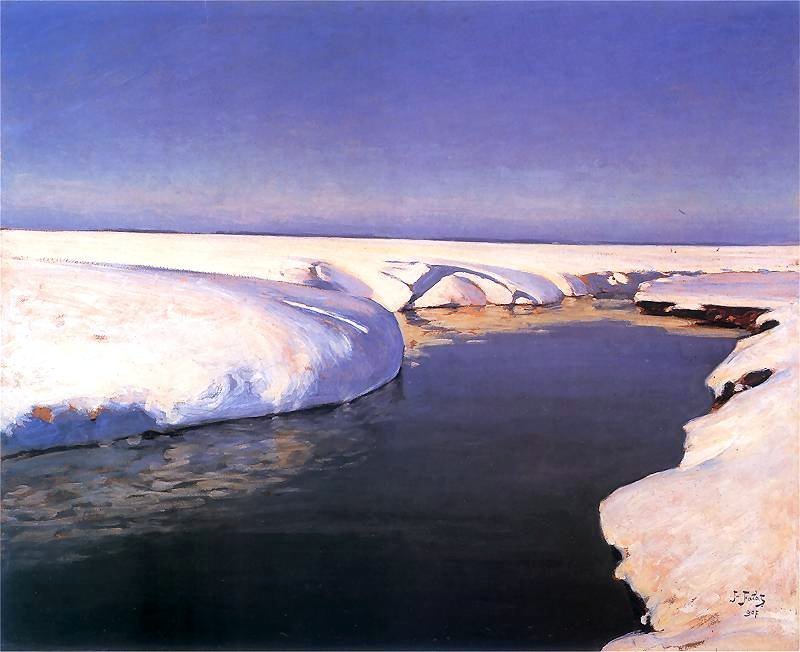Julian Fałat, Śnieg, 1907, w zbiorach Muzeum Narodowego w Krakowie