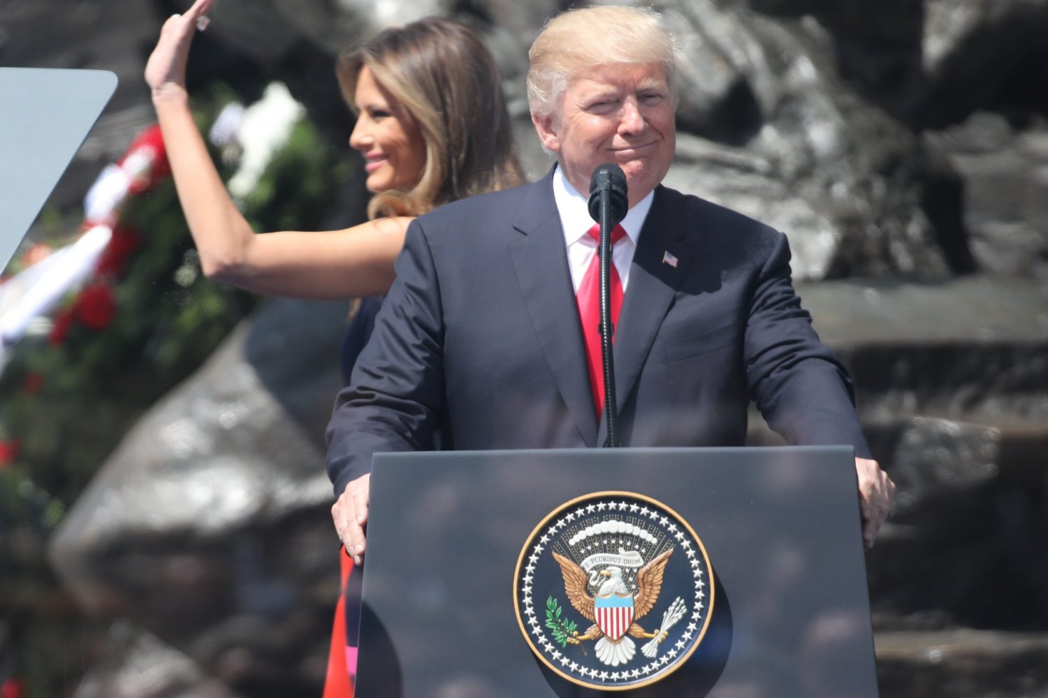 Donald Trump podczas wizyty w Polsce w 2017 roku