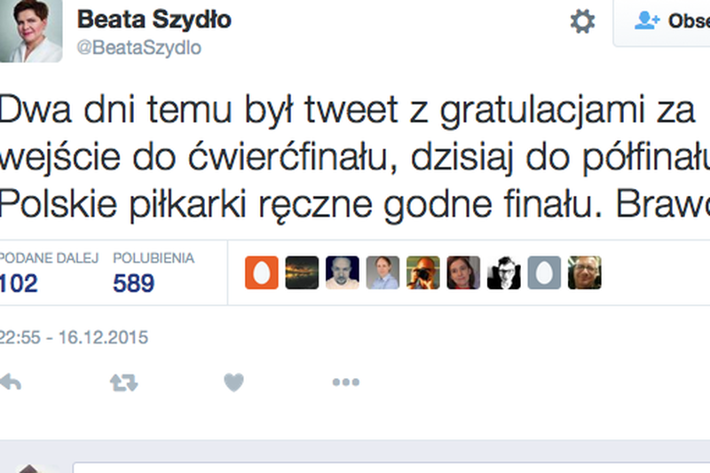 Premier Szydło pogratulowała polskim piłkarkom ręcznym