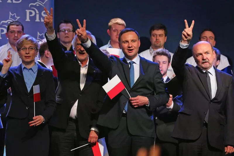 Beata Gosiewska, Ryszard Terlecki, Andrzej Duda i Ryszard Legutko podczas Konwencji Prawa i Sprawiedliwości przed wyborami do Parlamentu Europejskiego.