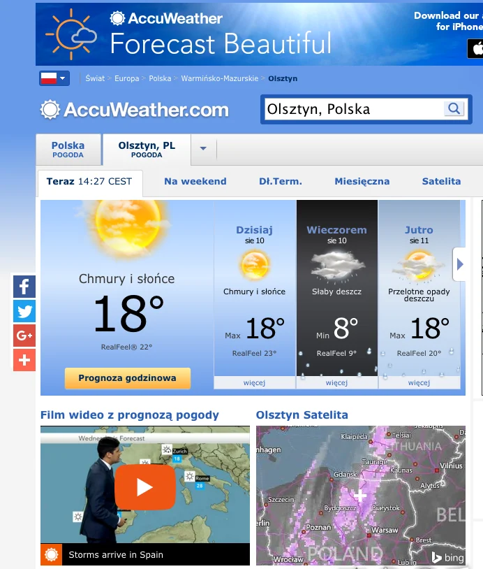 Serwis pogodowy AccuWeather reklamuje się, że dziennie ich strony odwiedzają miliardy użykowników
