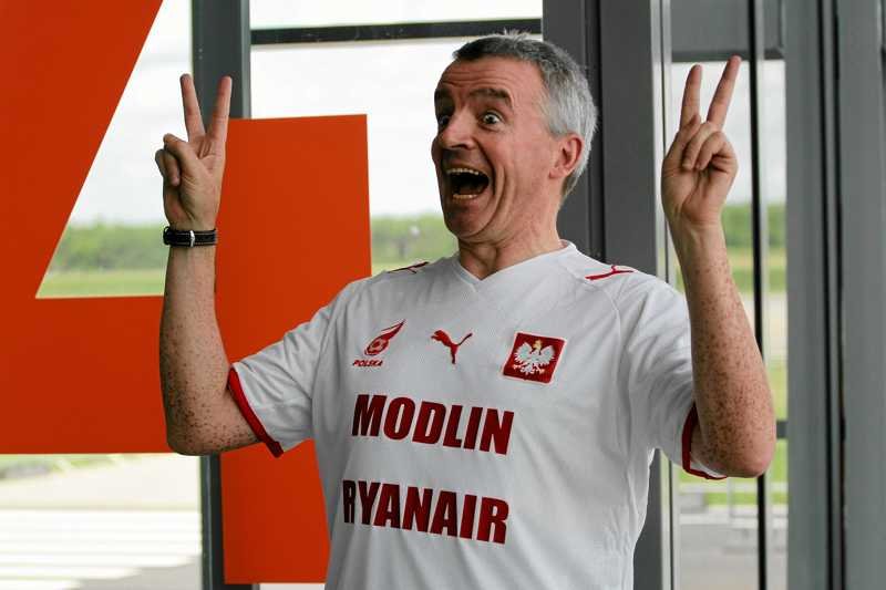 Michael O'Leary podczas otwarcia lotniska w Modlinie