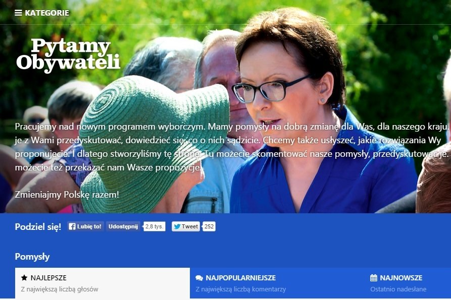 Platforma Obywatelska uruchomiła specjalną stronę internetową, aby konsultować z Polakami swój wyborczy program. Pierwsze propozycje zaskakują bardzo liberalnym światopoglądem obywateli.