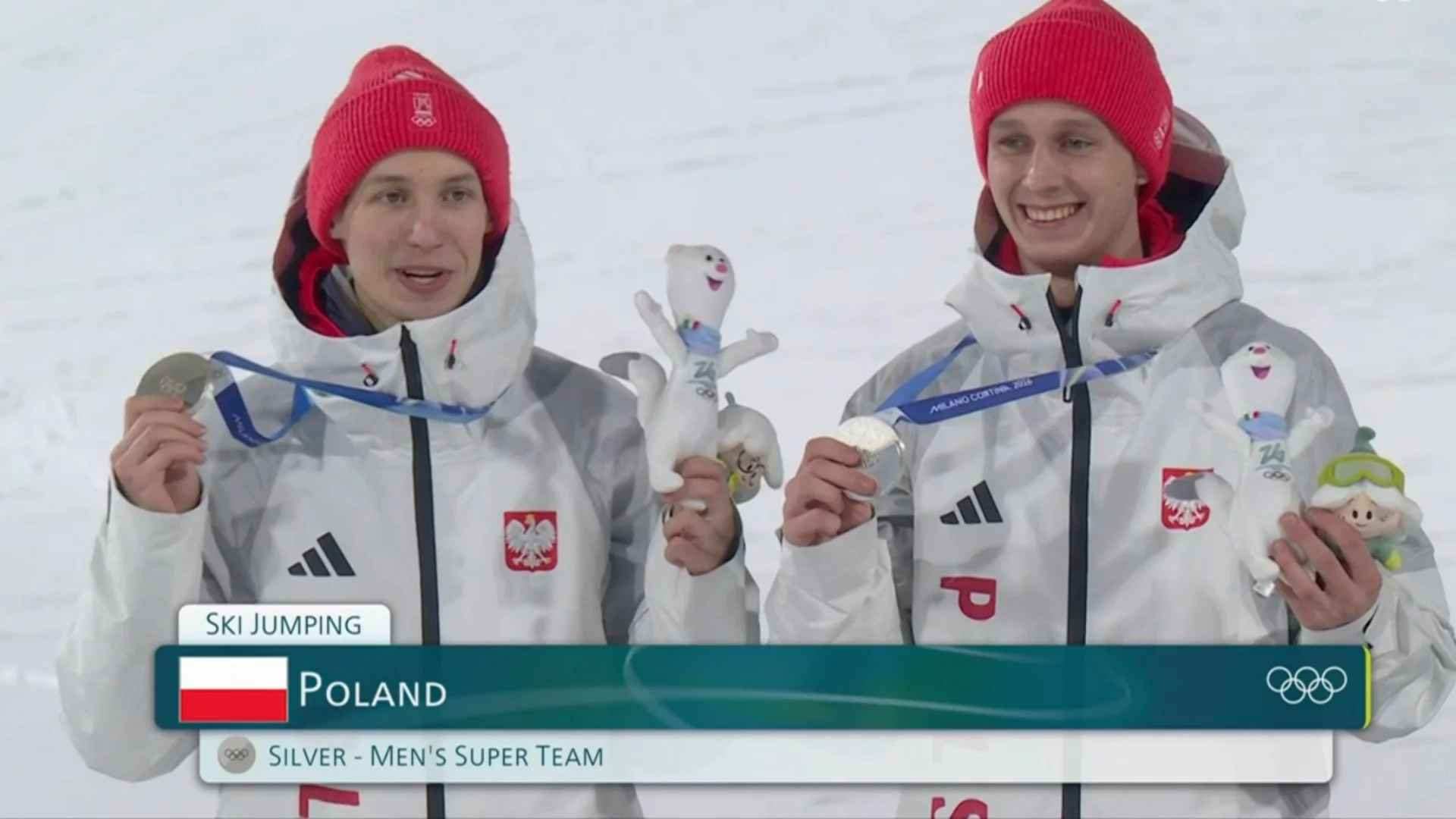 Kacper Tomasiak i Paweł Wąsek ze srebrnym medalem w konkursie Super Teamów. Kacper Tomasiak i Paweł Wąsek ze srebrnym medalem w konkursie Super Teamów.