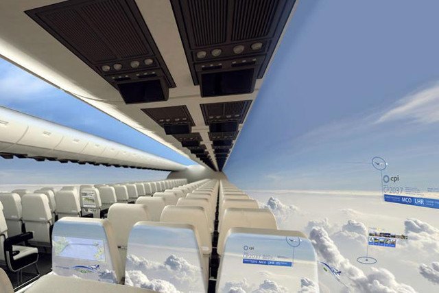 Firma CPI przekonuje, że wnętrze samolotu bez okien wyglądałoby w taki sposób