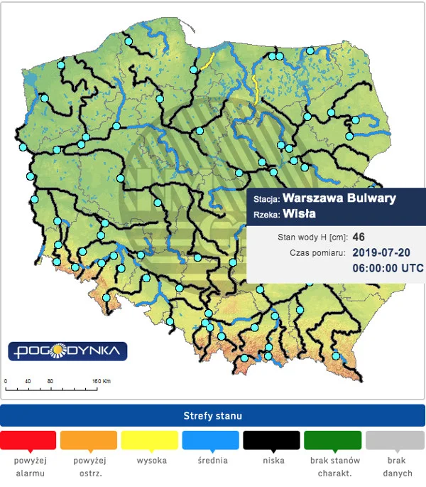Informacje hydrologiczne IMGW – niemal w całym kraju stan wody w rzekach jest niski.