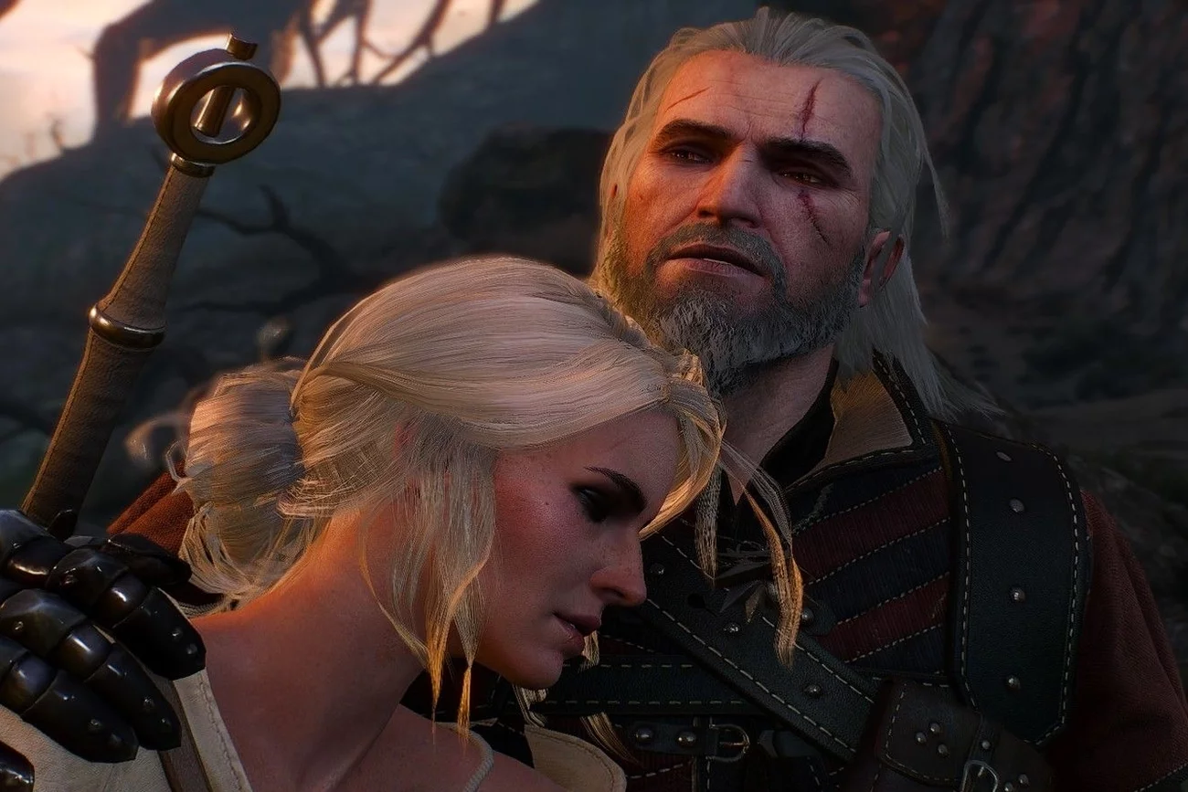 Geralt i dorosła Ciri w grze "Wiedźmin 3: Dziki Gon".