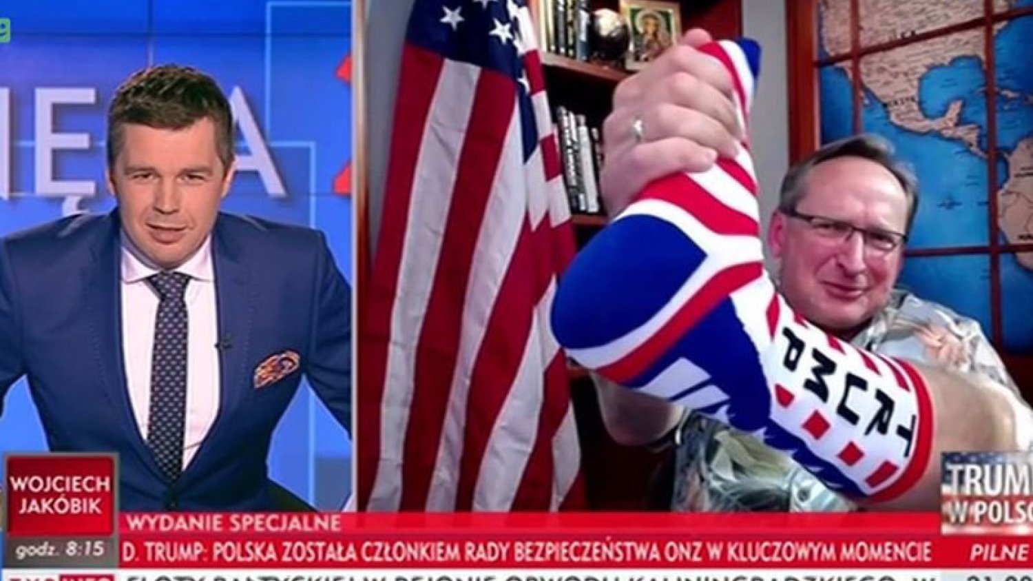 Od lewej: były rzecznik lokalnego PiS, a obecnie pracownik TVP, Michał Rachoń, wraz ze swoim częstym gościem, prawicowym publicystą Wojciechem Cejrowskim.