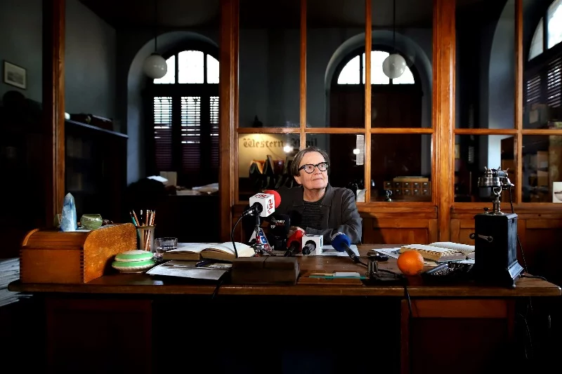 Agnieszka Holland na konferencji dotyczącej filmu "Mr. Jones"
