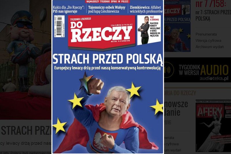 Kaczyński w roli Supermana.