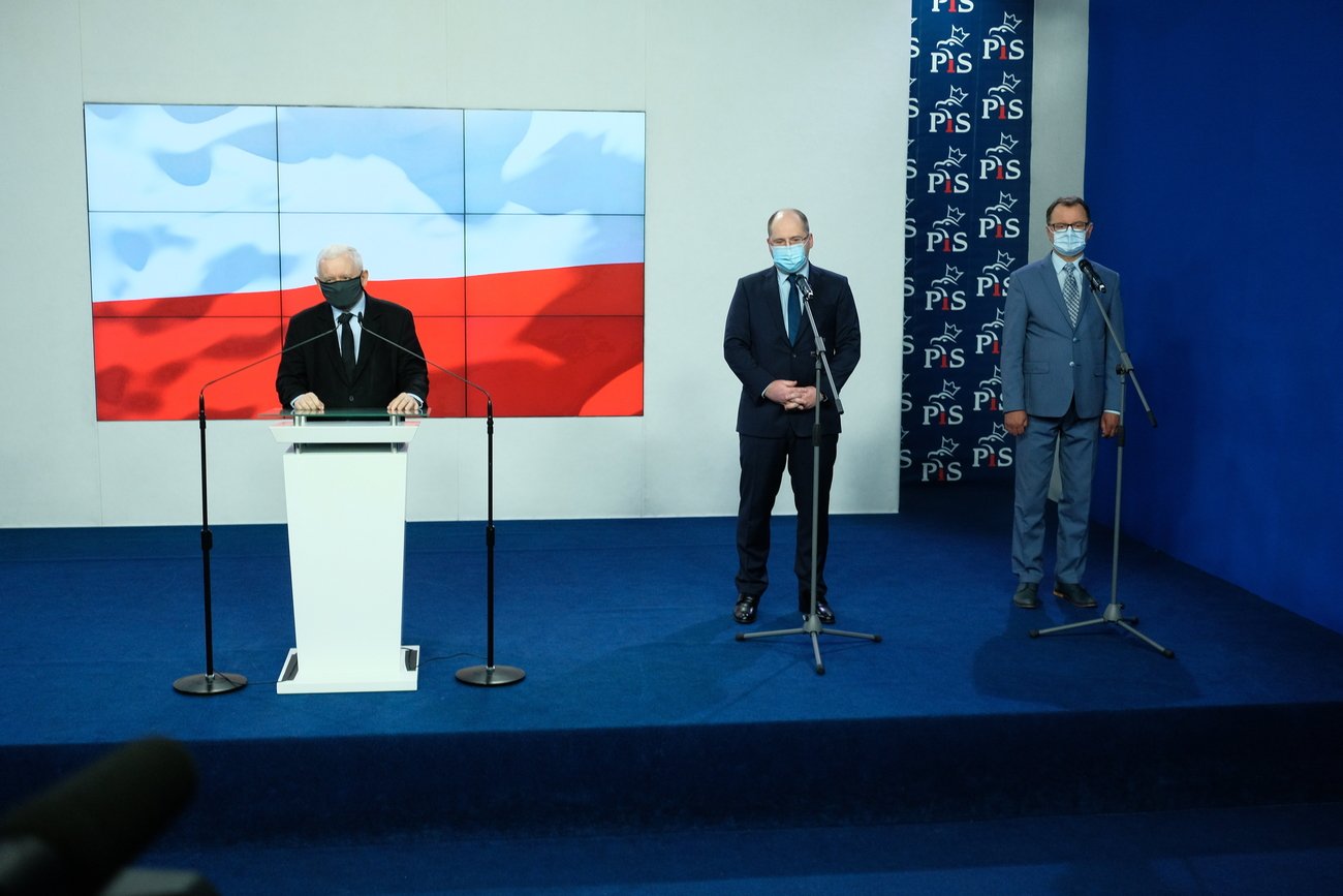 Jarosław Kaczyński, Adam Bielan i Arkadiusz Czartoryski. Jarosław Kaczyński, Adam Bielan i Arkadiusz Czartoryski.