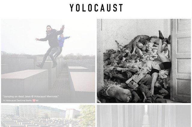 Artysta połączył zdjęcia z pomnika w Berlinie z dokumentami zbrodni.