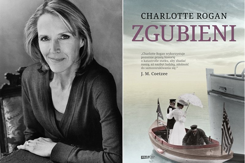 Portret autorki, Charlotte Rogan, i okładka "Zgubionych"