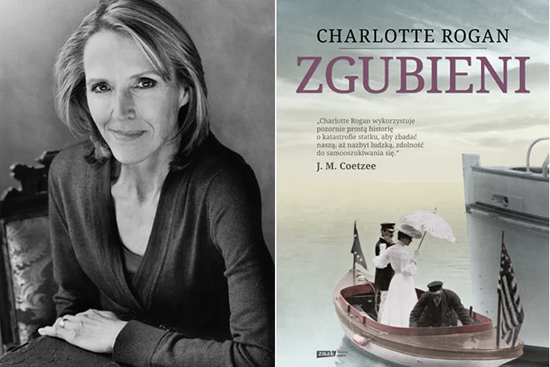 Portret autorki, Charlotte Rogan, i okładka "Zgubionych"