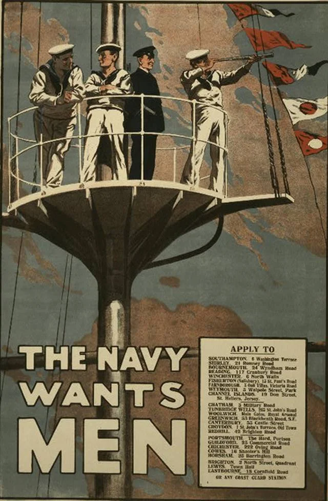 Rok 1915. Plakat rekrutacyjny brytyjskiej marynarki