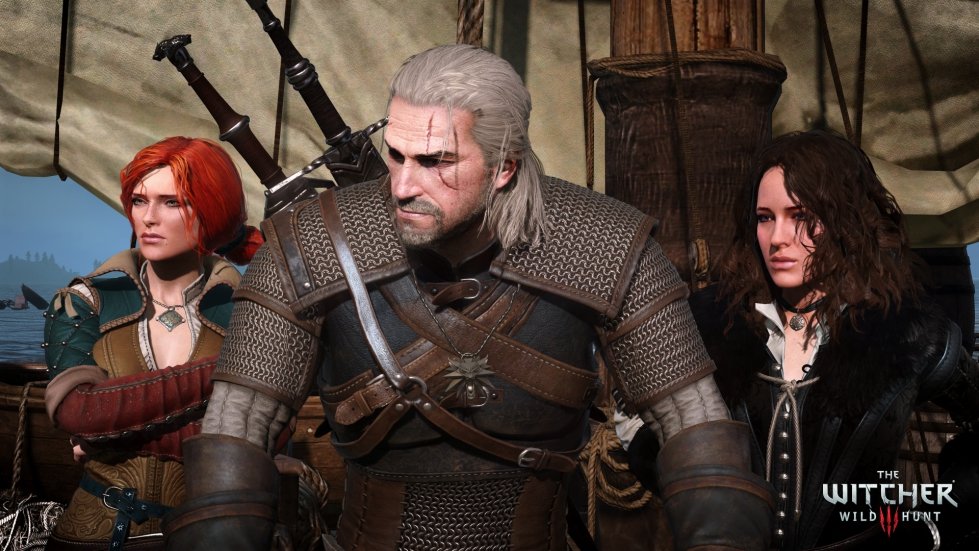 Geralt w otoczeniu Triss i Yennefer