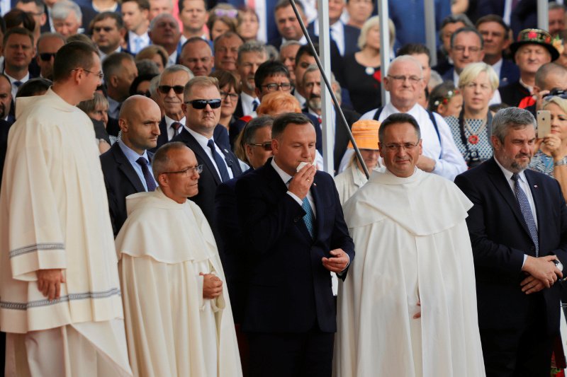Prezydent Andrzej Duda podczas dożynek na Jasnej Górze w Częstochowie.