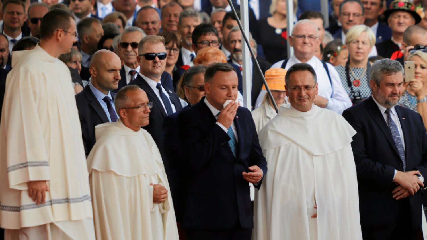 Prezydent Andrzej Duda podczas dożynek na Jasnej Górze w Częstochowie.
