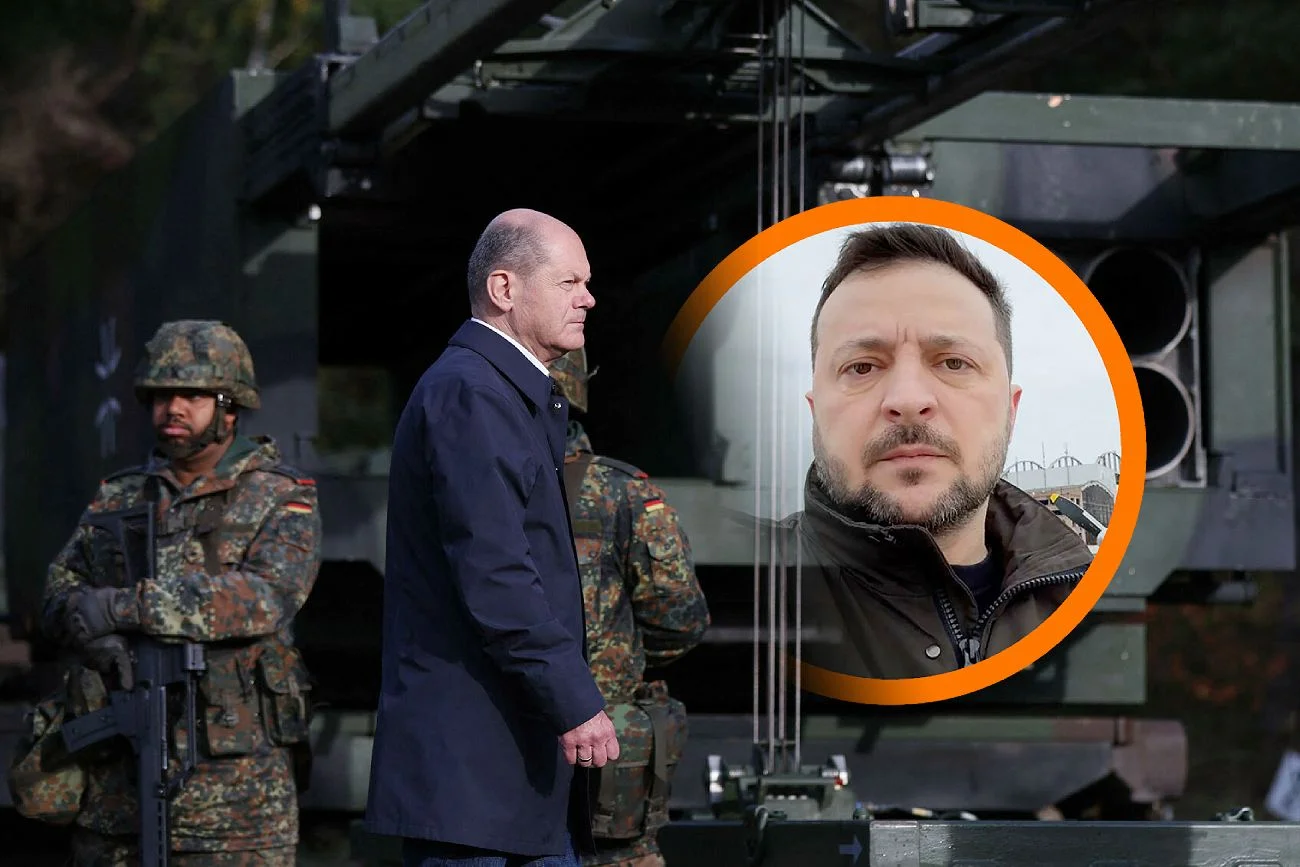 Wołodymyr Zełenski dziękuje kanclerzowi Niemiec Olafowi Scholzowi Kanclerz Niemiec Olaf Scholz i prezydent Ukrainy Wołodymyr Zełenski
