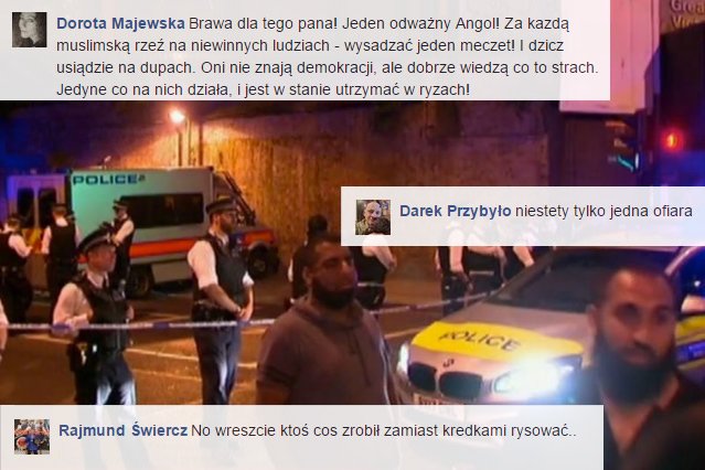 To, że ofiarami ostatniego zamachu w Londynie byli muzułmanie wśród Polaków wywołało sympatię dla terrorysty.