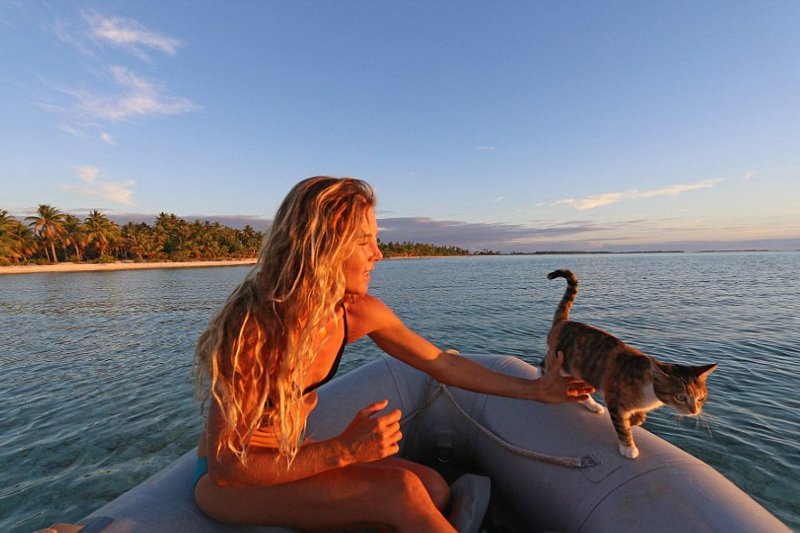 Od 3 lat samozwańcza kapitan Liz Clark z Kalifornii, która żegluje po oceanie już 10 rok, ma za towarzysza przygarniętą w wieku 6 miesięcy kotkę