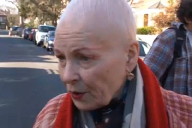 Vivienne Westwood podczas protestu/ BBC News