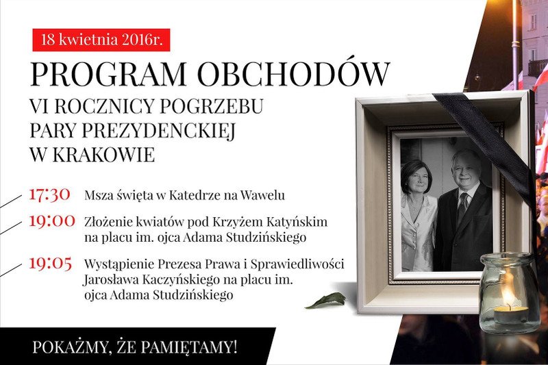 Europosłanka PiS zaprasza na "obchody VI Rocznicy Pogrzebu Pary Prezydenckiej w Krakowie".