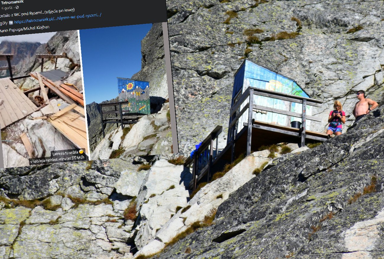 Tatry. Popularna toaleta zdmuchnięta ze szczytu przez wiatr.