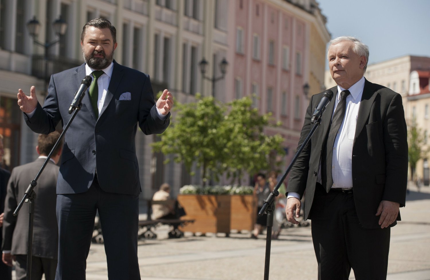 Europoseł PiS Karol Karski i Jarosław Kaczyński.